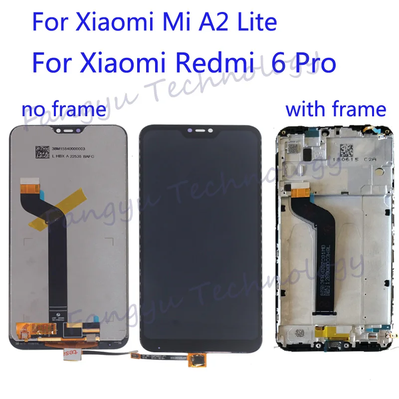 

5.84" AAA LCD with frame For Xiaomi Mi A2 Lite touch screen digitizer Assembly for Redmi 6 Pro display repair parts+tool