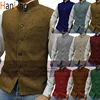 Men's Vest Stand-up Collar Herringbone Suit Vest Steampunk Style Wedding Groom Waistcoat 1