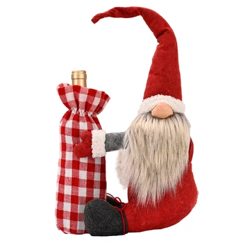 

Christmas Gnome Champagne Red Wine Bottle Cover Topper Handmade Swedish Tomte