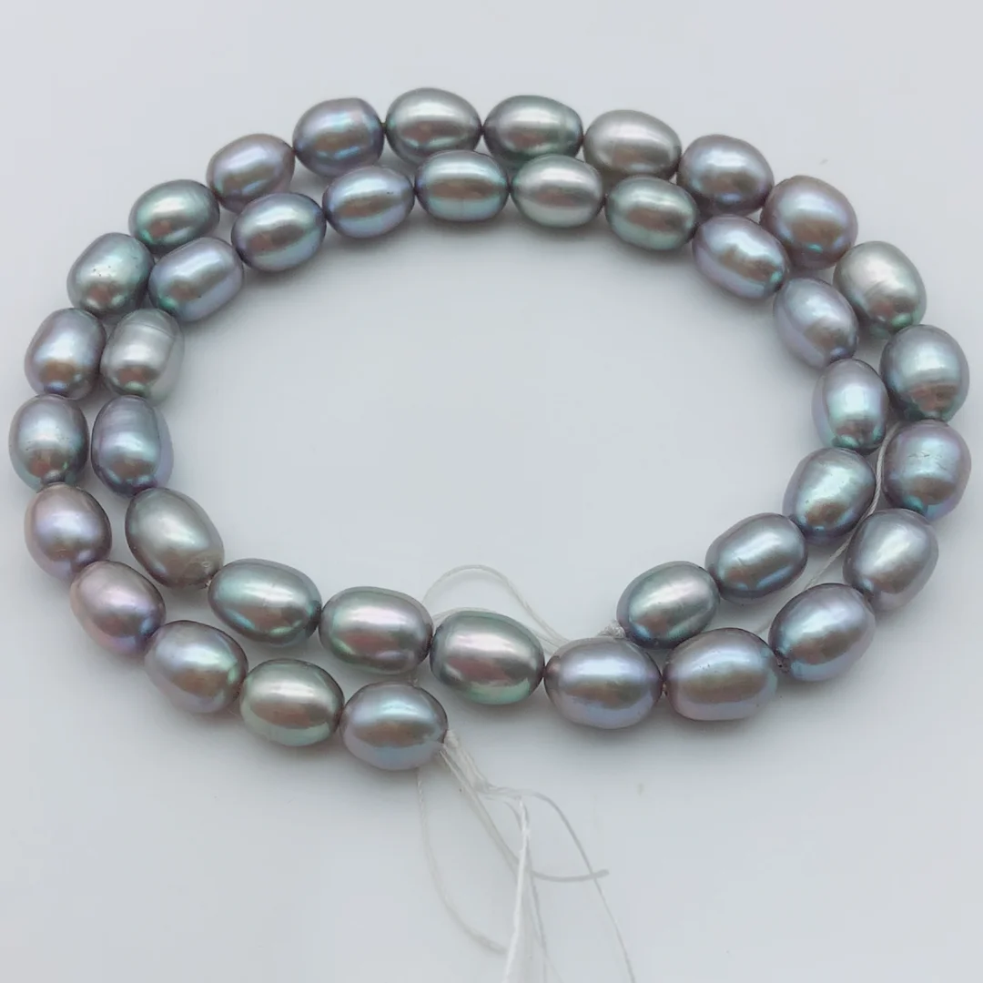 Diy серый рис настоящий пресноводный AA+ жемчужная форма 6-8 мм/7-9 мм свободные бусины 2 нити 15"