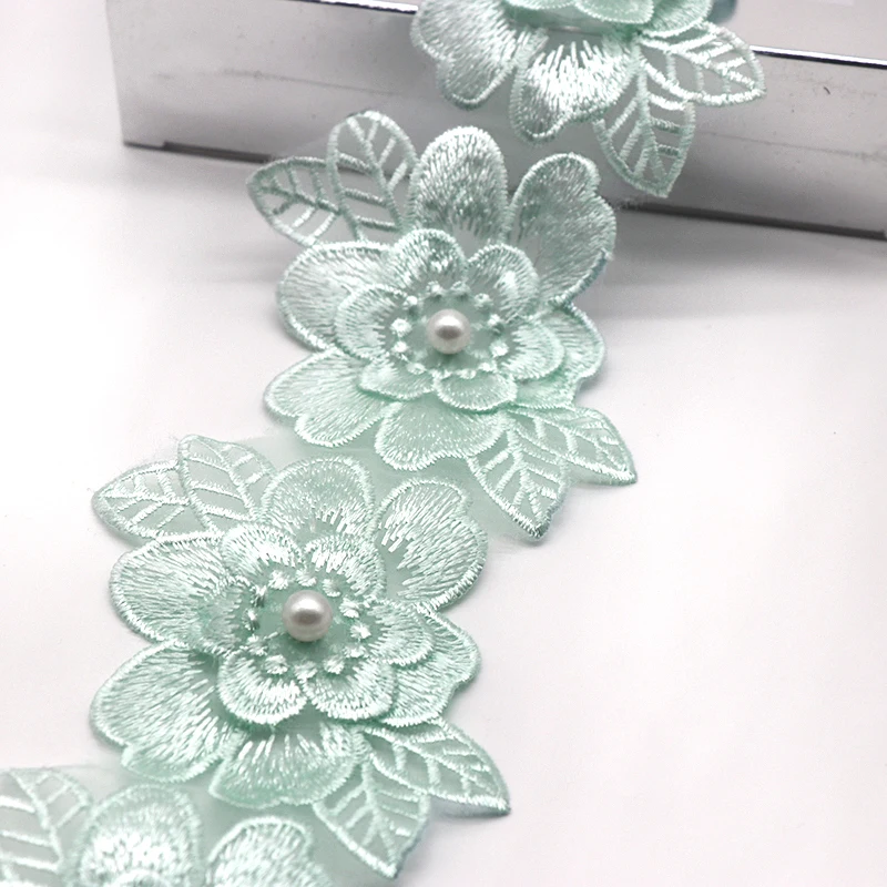 Description Picture 4 of itemH700 6.5*8cm 10pcs Pearl Flower For Dress Ribbon Lace Trim Knitting Wedding Lace Embroidered DIY Patchwork Sewing Supplies Craft