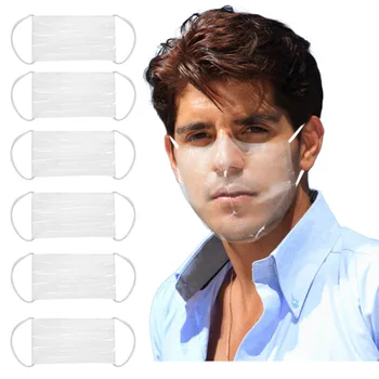 

6PCS Children Adult Transparency Transparent Lip Mask With Clear Window Visible Mouth Muffle Face Shield Mouth Caps Mondmaskers