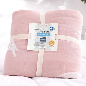 

Children Adults 6 Layer Cotton Gauze Muslin Travel Blanket Airplane Spring Summer Nap Throw Blankets For Soft Comfortable