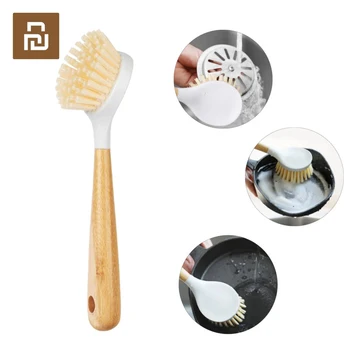 

Original Youpin Brush Multifunction Nylon Dish Bowl Cleaning Brush with Bamboo Long Handle Kitchen Pot Pan Cleaner