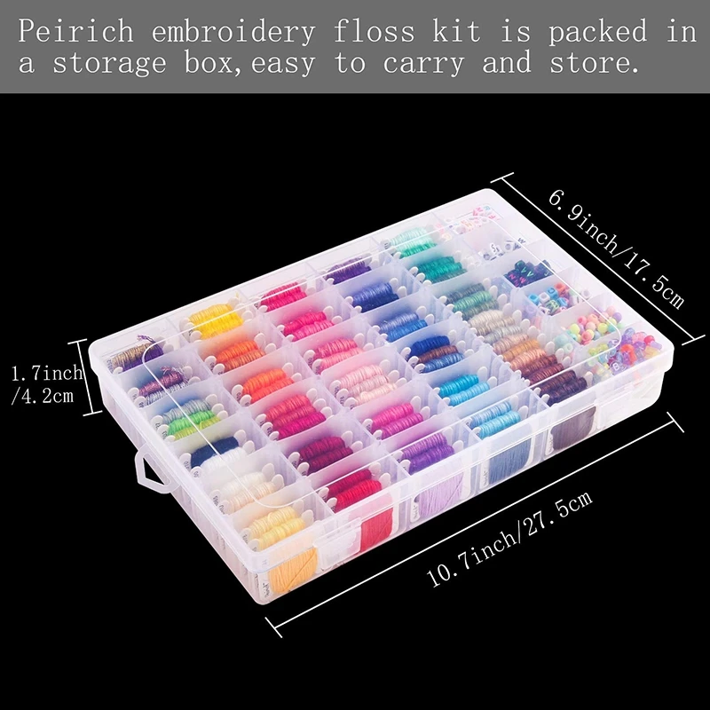 SZS Hot Embroidery Floss with Organization Box, Includes 99 Colors Embroidery Floss Cross Stitch Kits, Letter Beads for Friendsh