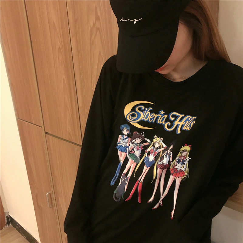 Woman Clothes Korean Style Harajuku Streetwear Sailor Moon Women Casual White Tops