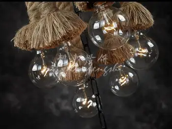 

American Industrial Tires Hemp Rope Pendant Lamp Lampadario Pendants For dining room bar lamp