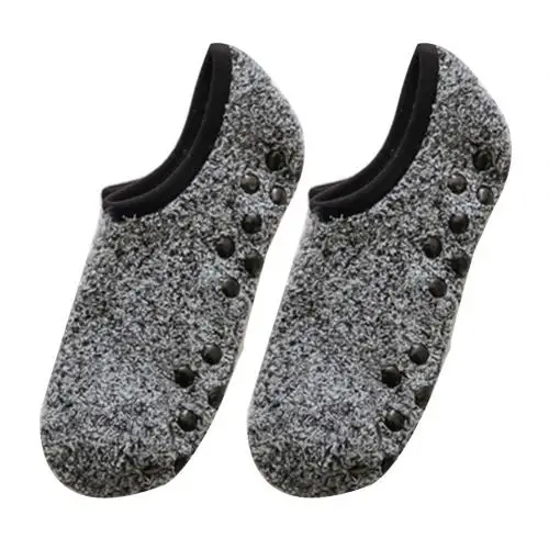 Dark Gray 1 Pair Women Invisible Short Socks Autumn Winter Anti-slip Thermal Coral Fleece Low Cut Floor Ankle Socks Moomin носки женские - Цвет: Dark Gray