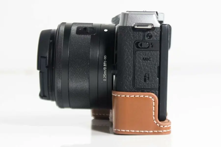 Pu Leather Case Bottom Opening Version Protective Half Body Cover Base For Canon EOSM6 EOSM6II M6 M6II Digital Camera