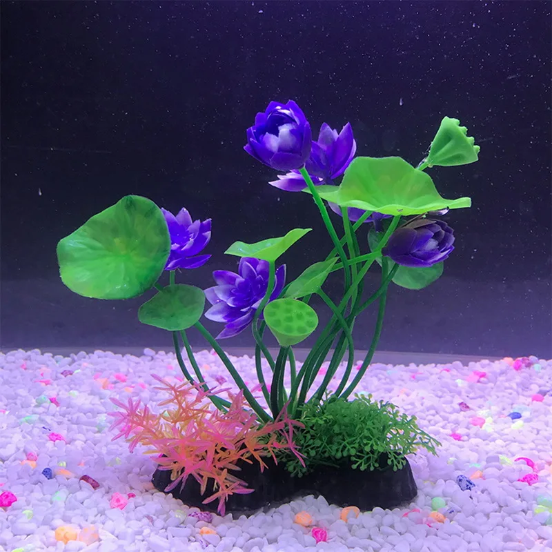 Purple Lotus Бонсай цветок искусственные растения аквариум Растения для аквариума украшение для аквариума украшения растения водные растения цветок декоративный - Цвет: Purple Lotus