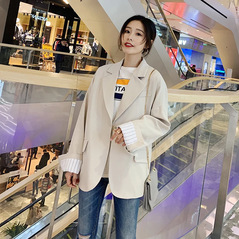 Hongkong женские негабаритные блейзеры черный пиджак и куртки Femme Chaqueta Mujer Bleiser Feminino - Цвет: Creamy-white