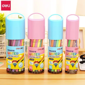 

Deli school kids watercolor pen art marker affordable color brushes high quality color marker pens for painting 12/18/24/36Color