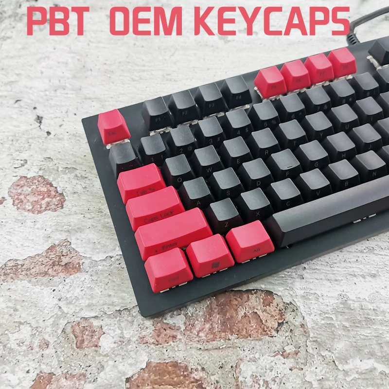 104 IDOBAO Oem профиль боковая печать Pbt колпачки для ключей черный и красный цвет ANSI