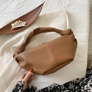 

Fashion Tie Knot Handbags Totes Women Solid Color Soft Subaxillary Bag PU Leather Female Underarm Shoulder Bags Travel Clutches
