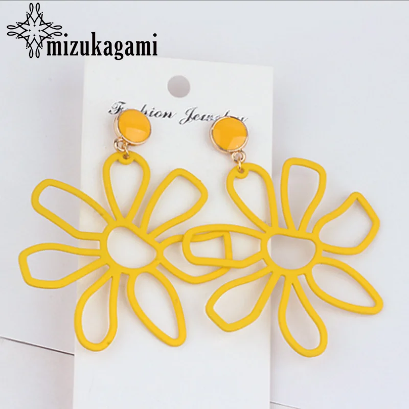 Frosted Spray Paint Color Hollow Flowers Charms 56MM 10pcs/lot For DIY Fashion Earrings Handmade Earrings Accessories Materials