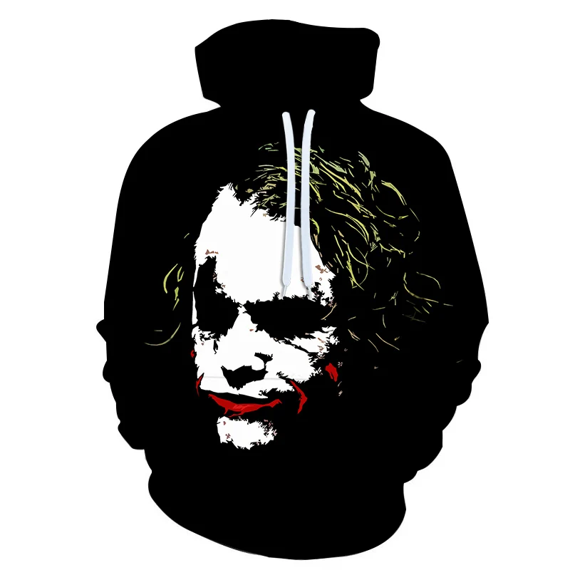 Новый 3D с принтом толстовки капюшоном изображением Джокера пуловер для девочек и