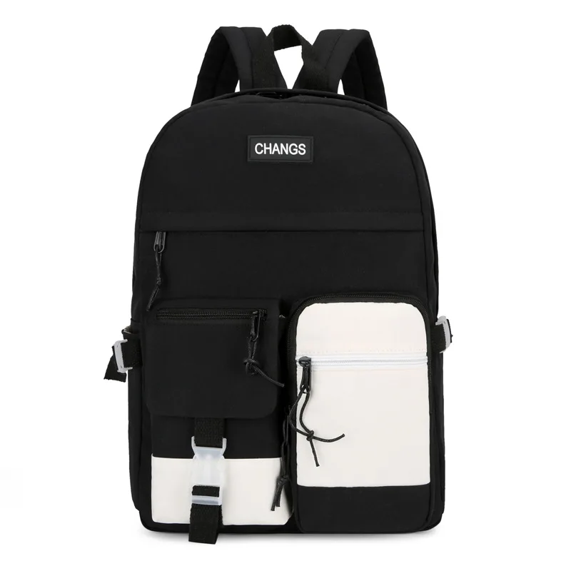 Primary Girls Boys Simple Portable Contrast Color Backpack Korean Style Student School Bags Fashion Large Capacity Backpack