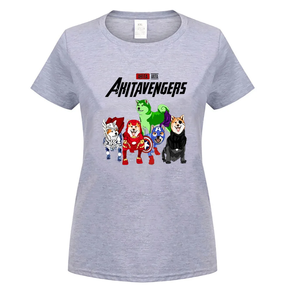 Akita Inu Мстители Akitavengers Endgame футболка черный хлопок для мужчин S-6Xl США сток Новейшая модная футболка - Цвет: women gray