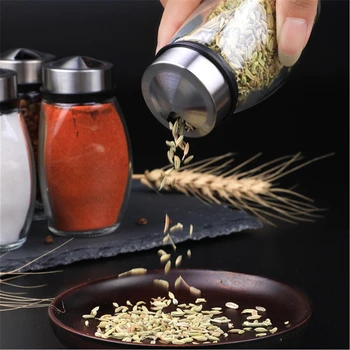 

Rotatable Seasoning Bottle Creative Glass Material Seasoning Salt Pot Spice Pepper Pot Home Kitchen Multi-purpose Finishing Tool