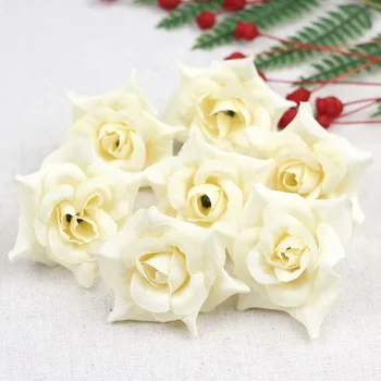 

Lulang Beige Roses Silk Flowers15pcs Artificial Silk Rose Heads Bulk Flowers 5cm for Flower Wall Kissing Balls Wedding Supplies