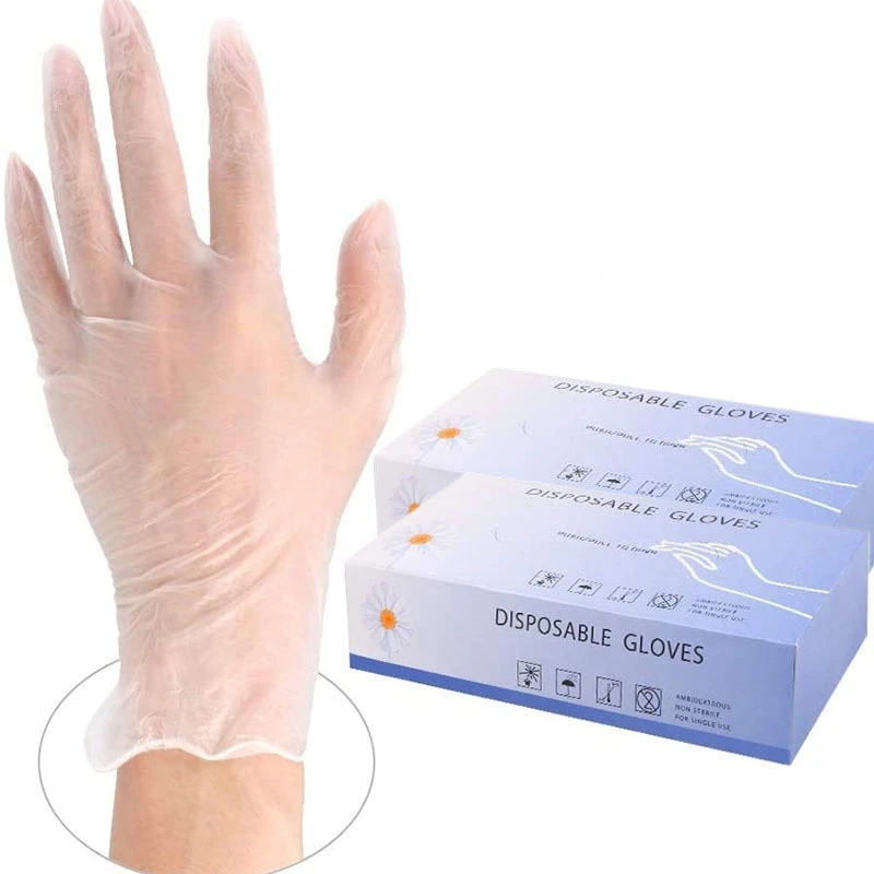 

100 Pcs Protective Gloves Disposable Industrial Vinyl Gloves- Multi Purpose, PVC Transparent Cleaning Health Gloves