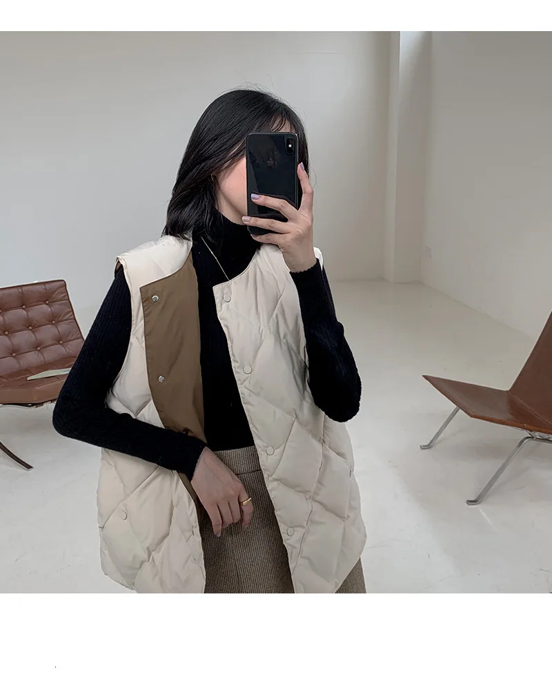 Bazhenova Women Retro Winer Vest Girls Sweet Double Warm Vests Woman All-match Sleeveless Garment Casual Clothes Tops R326