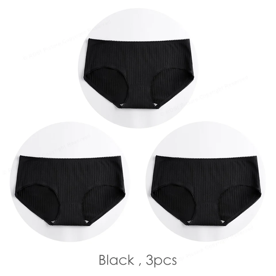 Black 3pcs 3 шт., бесшовные хлопковые трусики, женское нижнее белье, сексуальное, пуш-ап, без следа, японский стиль, антибактериальное, хлопок, промежность, женское белье - Цвет: Black 3pcs