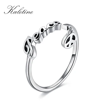 

KALETINE 925 Sterling Silver Ring Love Peace Symbol Open Adjustable Finger Rings For Women Gifts Fine Fashion Jewelry KLTR044