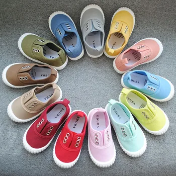 

EDUBA spring and autumn multi-color buttonhole sets of non-slip boys and girls canvas shoes baby shoes
