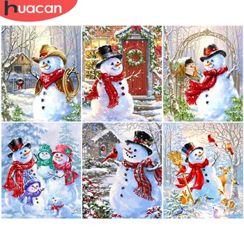 

HUACAN Paint By Number Christmas Pictures By Numbers Snowman Kits Drawing On Canvas Gift Hand Painted Painting Art Home Decor