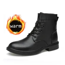 Autumn Winter Warm Genuine leather Ankle Men Boots snow Shoes fur plush classic Male Casual Boot Sneakers Footwear