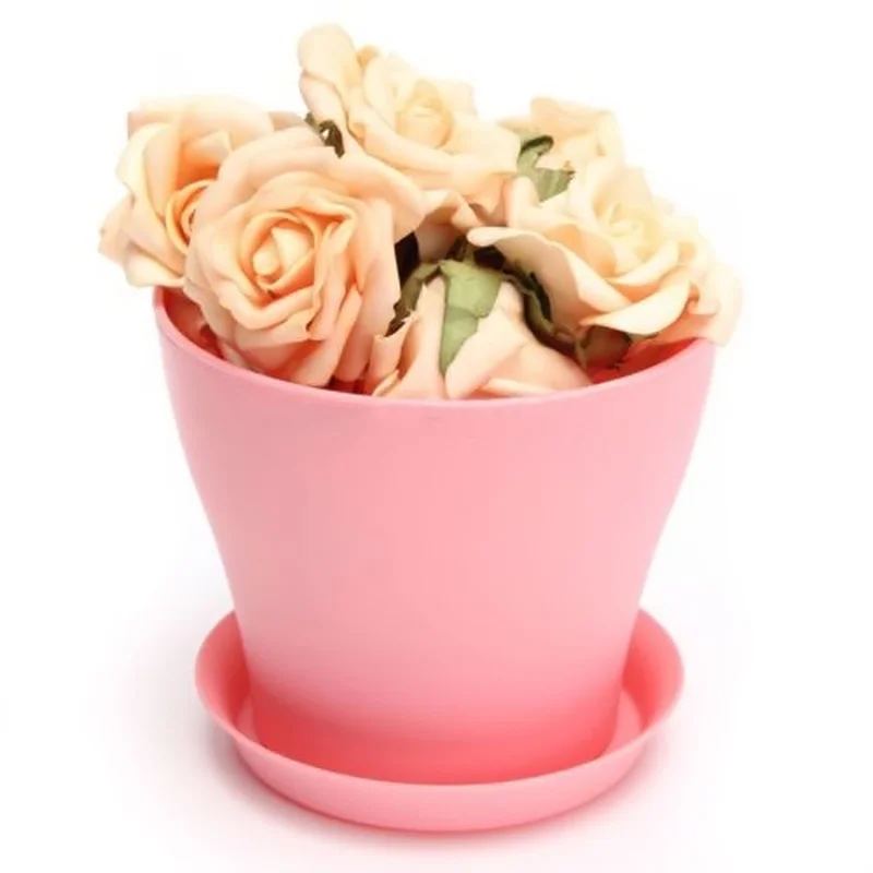 

DIY Gardening Wide Mouth Resin Drain Green Plant Flower Pot Desktop Bonsai Planter with Tray Succulents Grow Container Vase 1pc