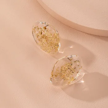 

Ornament New Products Cross Border Personalized & Creative Elegant Resin Gold Foil Ear Stud Ladies' Japanese Korean Pers