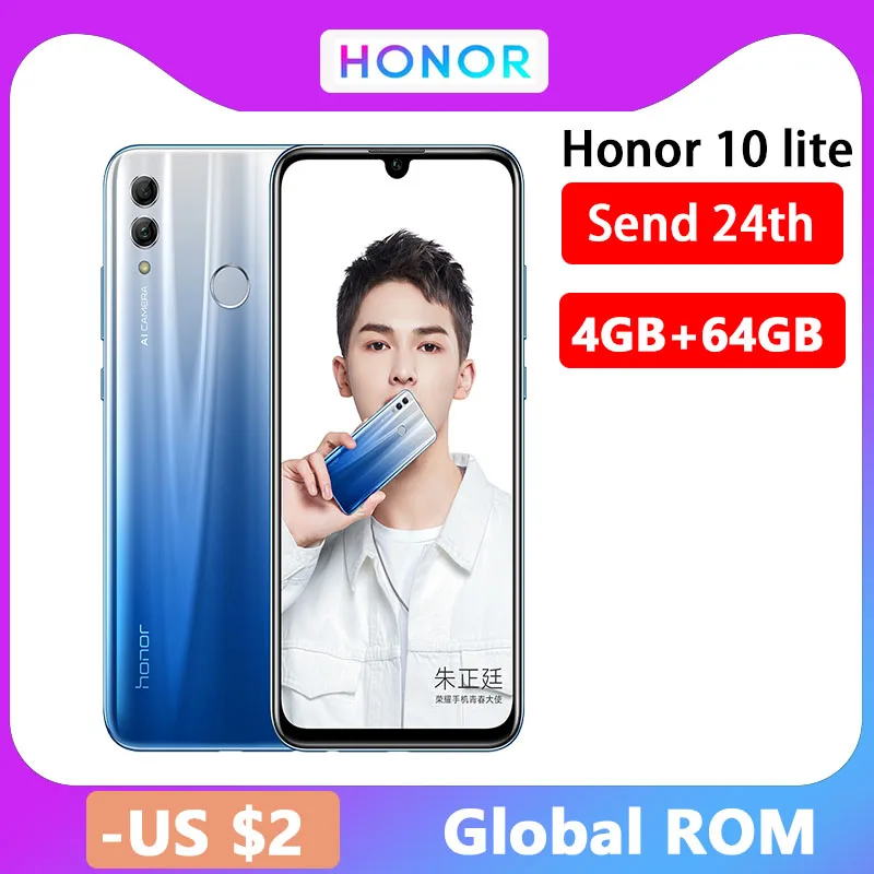 Мобильный телефон Honor 10 Lite 4G на базе Android 9.0 экран 6 21 дюйма FHD 2340х1080 двойная