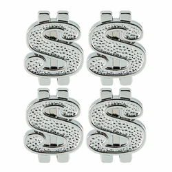 Premium Aluminum Tire Valve Stem Caps - US Dollar Design, Set of 4 (Silver)
