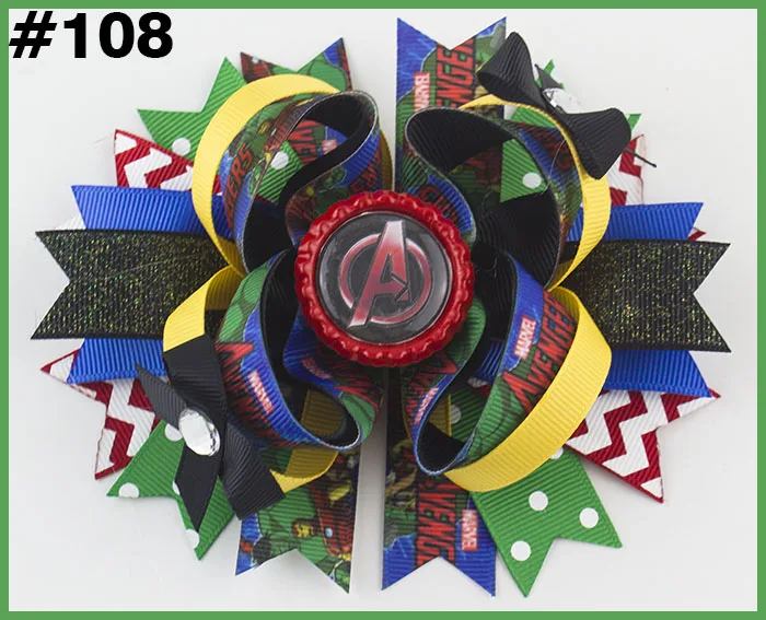 free shipping A.B.C.D.E 500pcs 5.5'' inspired hair bows popular cartoon hair bow with lined clips boutique girl hair bows-B