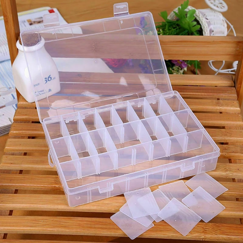 Adjustable Plastic Storage Box Terminal Small Component Jewelry Tool Box Bead Pills Organizer Nail Art Tip Case
