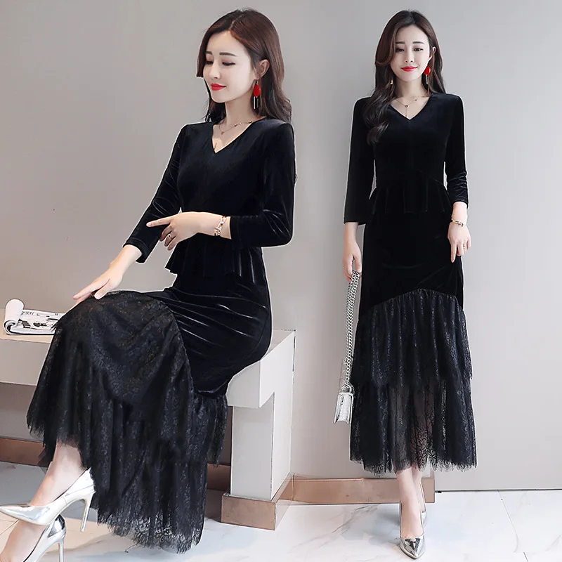 

Spring And Autumn 2020 Autumn New Style Long Sleeve Fashion Dress-Style Repair Waist Slimming Base Elegant Bag Arm Women Dress