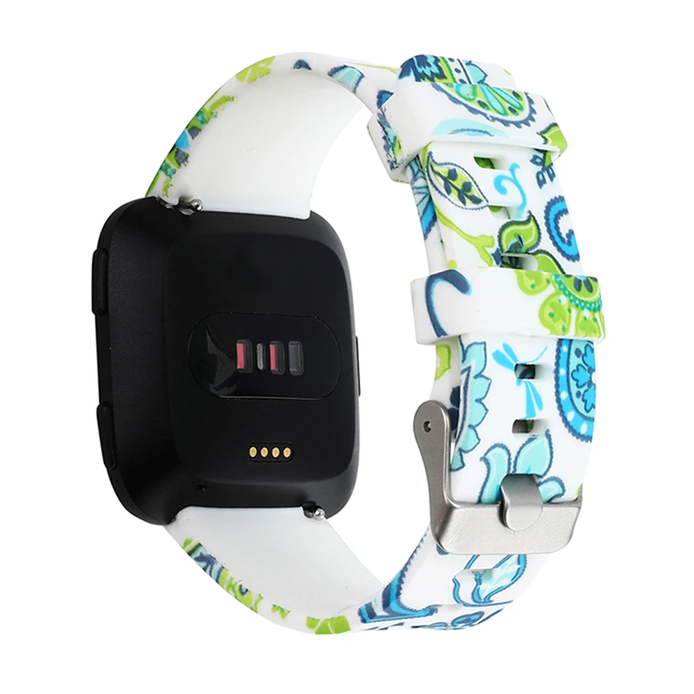 Мягкий силиконовый браслет с принтом для Fitbit Versa, сменный ремешок для спортивных часов, ремешок для часов для Fitbit Versa