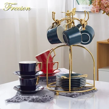 

Concise Porcelain Coffee Cup Saucer Spoon Set 200ml Nordic Tea Cup Ceramic Tea Set Advanced Teacup Cafe Espresso Cup Dropship