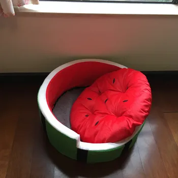 

Pet Cute Kennel House Warm Watermelon Modeling Dog Bed Mat Sofa Pet Cat Bed for Dogs Fruit Bed S M L Size