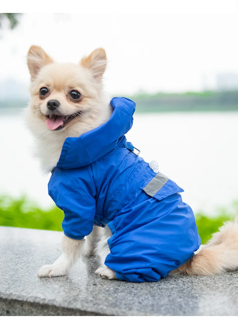 Хот-дог дождевая Одежда дышащая ткань шляпа для животных комбинезон подходит для маленьких средних собак водонепроницаемый ветрозащитный дождевик