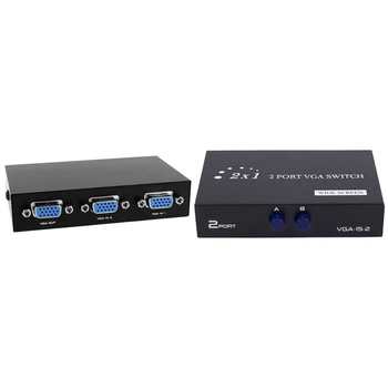

1 Pcs 2 in 1 Out 2 Port 15 Pin Female VGA Switch & 1 Pcs 1920X1440 Vga Switch 2-In-1-Out 2 Port Sharing Switch Switcher