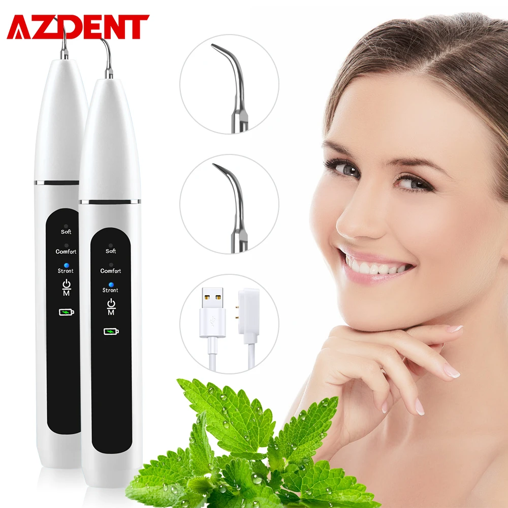 AZDENT Electric Ultrasonic Dental Scaler USB Rechargeable Teeth Cleaner Tooth Calculus Remover Waterproof Teeth Whitening Floss