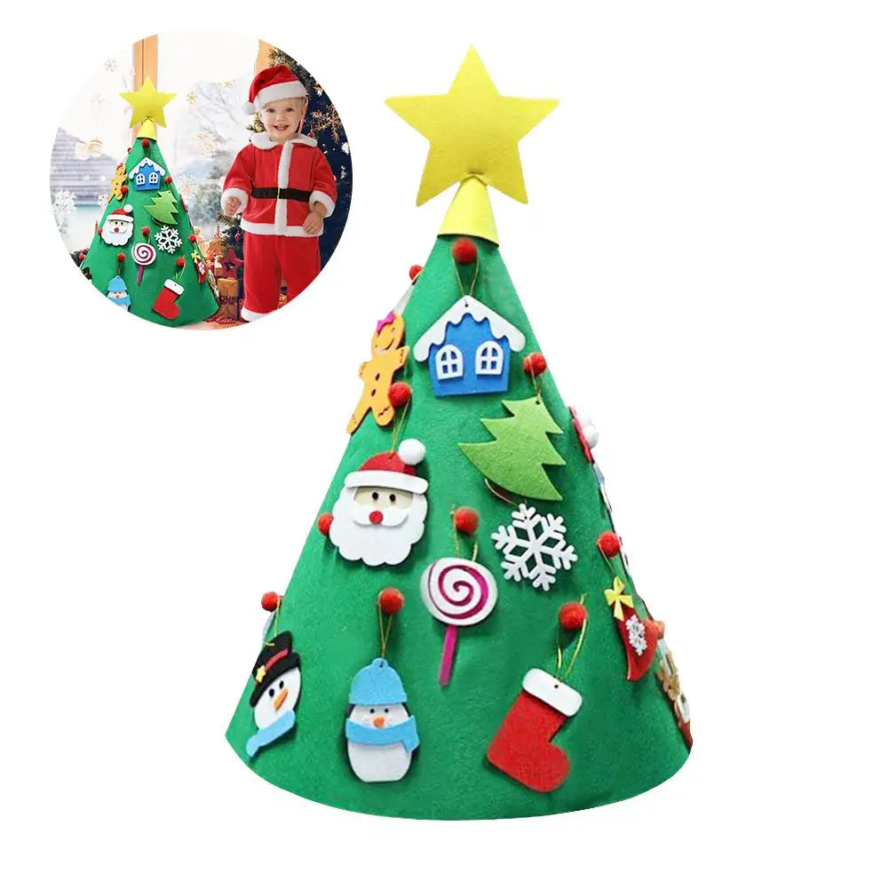 

Christmas hat christmas tree 8 felt decorations and 1 Christmas hat combined with a Christmas tree reusable and environmentally
