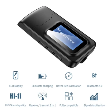 

USB Bluetooth 5.0 Audio Transmitter Receiver LCD Display 3.5MM AUX RCA Stereo Wireless Adapter Dongle For PC TV Car Headphones