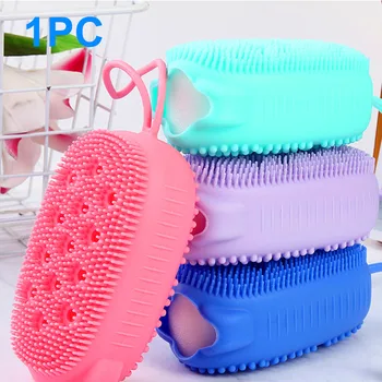 

Skin Exfoliating Hangable Cleaning Bath Brush Scrubber Shower Massage Quick Foaming Portable Soft Silicone Improve Circulation