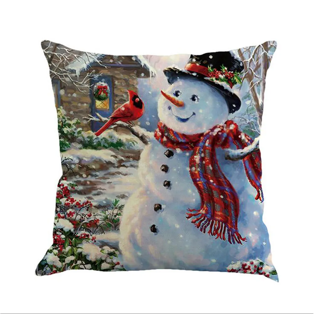 Рождественский снеговик, льняная наволочка для подушки с Гостиная для дивана; для кровати; для автомобиля Мягкая Наволочка для подушки для дома Праздничные рождественские украшения чехол для подушки