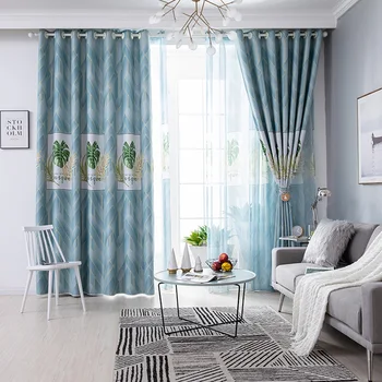 

Northern Europe Simple Windy Window Printing Shading Curtains for Living Dining Room Bedroom.