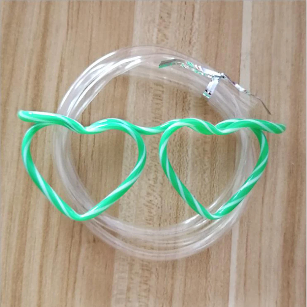 Two color green Забавные мягкие очки, соломенная Уникальная гибкая трубка для питья, Детские аксессуары для вечеринок, Crazy DIY соломинки для вечеринок на день рождения - Цвет: Two color green